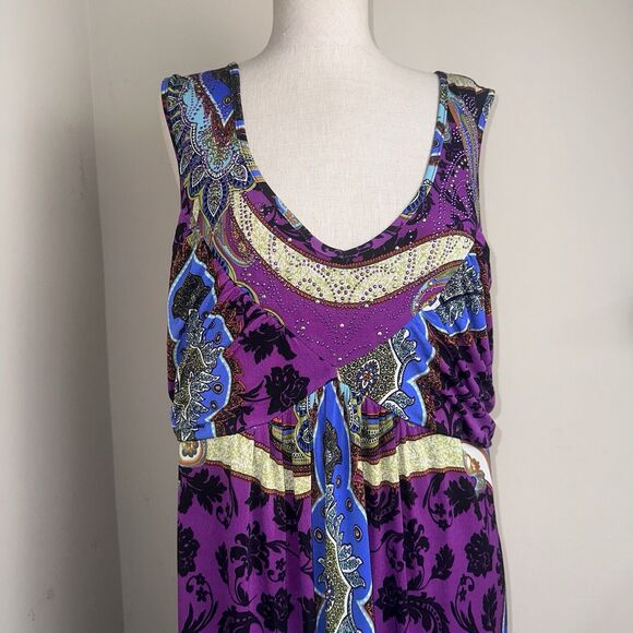 NWT TAHARI Maxi Dress Purple Floral Rhinestone Bodice Size Small NEW - Picture 3 of 8